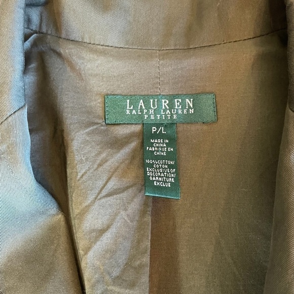 Euc Lauren Ralph Lauren cotton blazer, army green, size Petite Large. - Picture 9 of 14